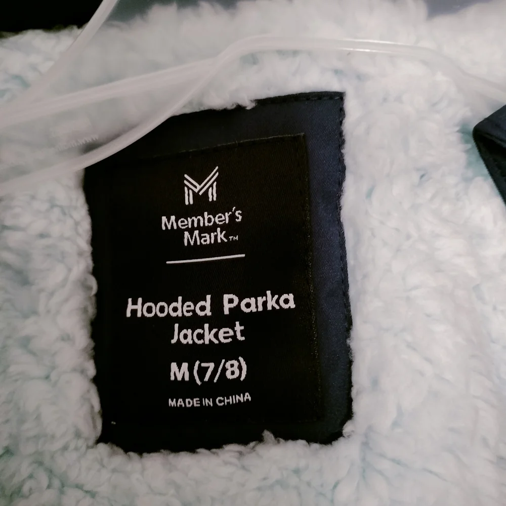 Girls Medium Members Mark Blue Winter Coat Hooded Parka Jacket Sz Medium 7/8